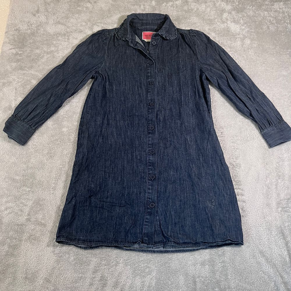 Kate Spade Denim Shirt Dress XS Mid Length Indigo Button Up Dress Long Sleeve